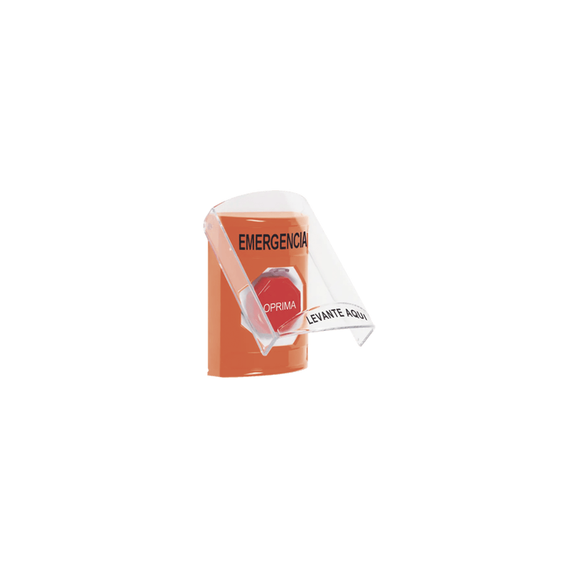 Botón Multipropósito, Color Naranja, De Superficie, Con Tapa De Polica