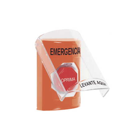 Botón Multipropósito, Color Naranja, De Superficie, Con Tapa De Polica