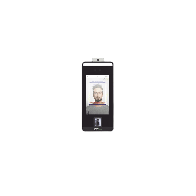 Terminal de reconocimiento Facial, Palma, Huella Digital y temperatura