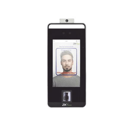 Terminal de reconocimiento Facial, Palma, Huella Digital y temperatura