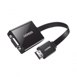 Adaptador HDMI a VGA / Resolución 1080P / Audio 3.5mm / Con Puerto Mic