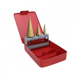 Juego de 3 Brocas Escalonadas HSS 4-12, 4-20, 4-32 mm (Para Plástico o