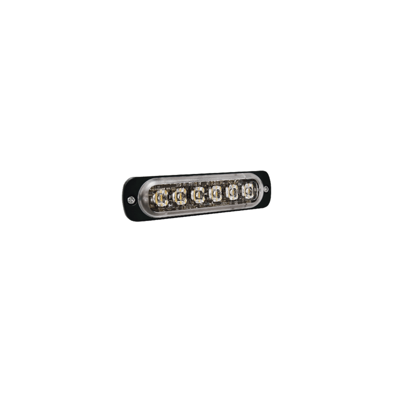 Luz Auxiliar de 6 LED, Roja, Bisel Negro, Lente Transparente
