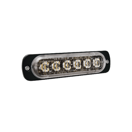 Luz Auxiliar de 6 LED, Roja, Bisel Negro, Lente Transparente